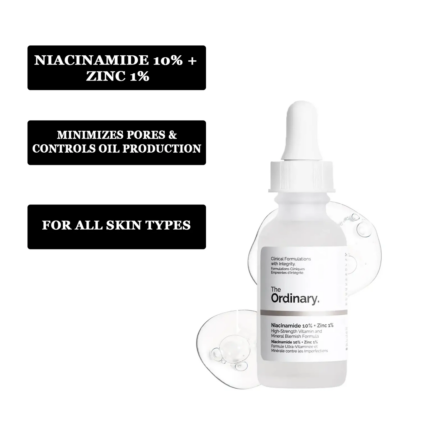 The Ordinary Niacinamide 10% + Zinc 1% Serum – Clear, Smooth & Balanced Skin | Buy 1 Get 1 Free (30ML)